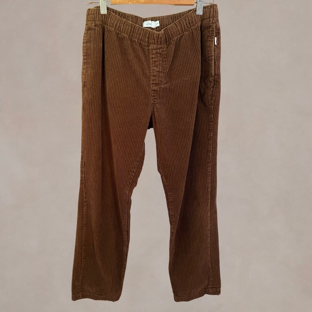 Onia Mens Corduroy Pants Brown Elastic Waist Drawstring Size Medium Cotton